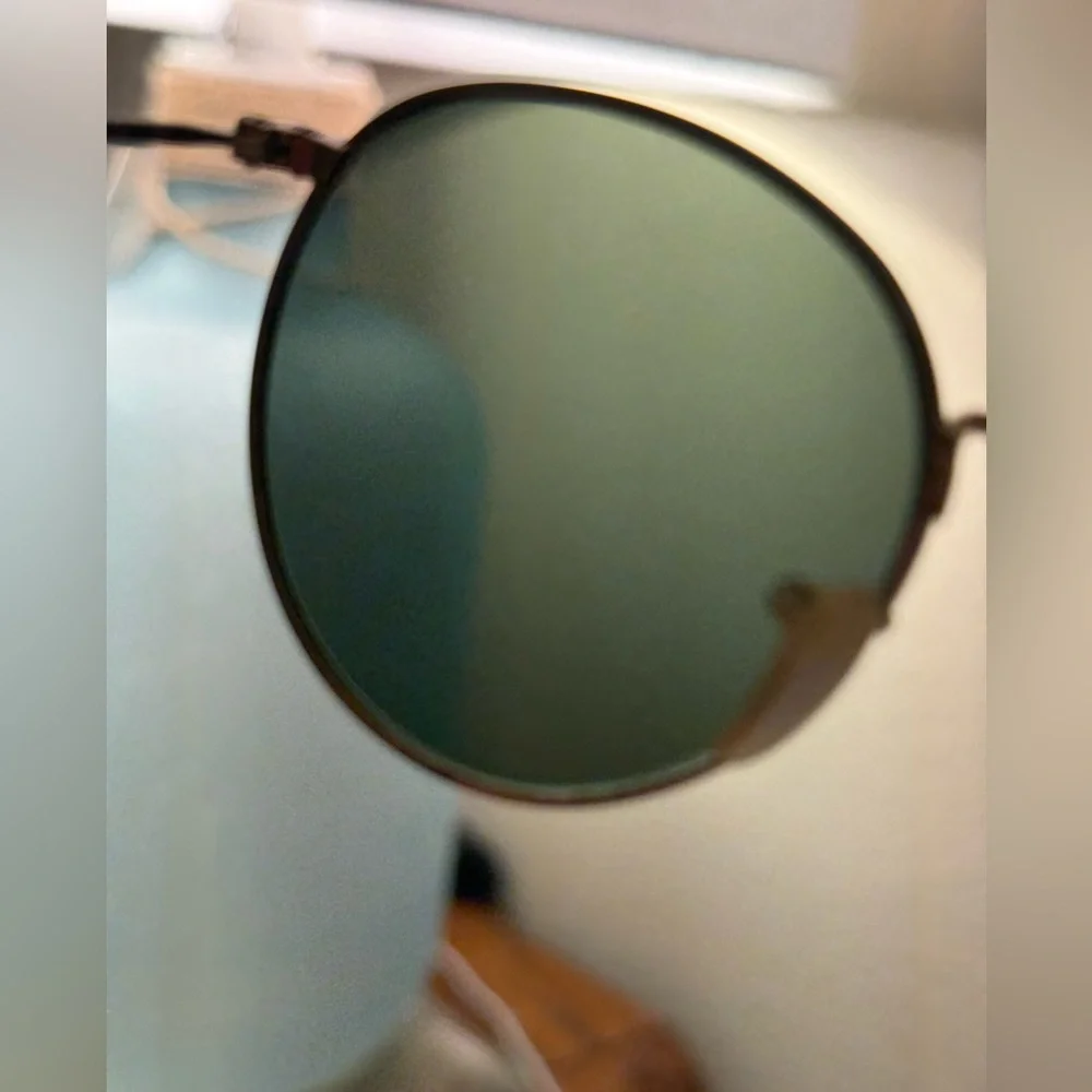 Ray-Ban Gold and Green Roundmetal Sunglasses Unisex